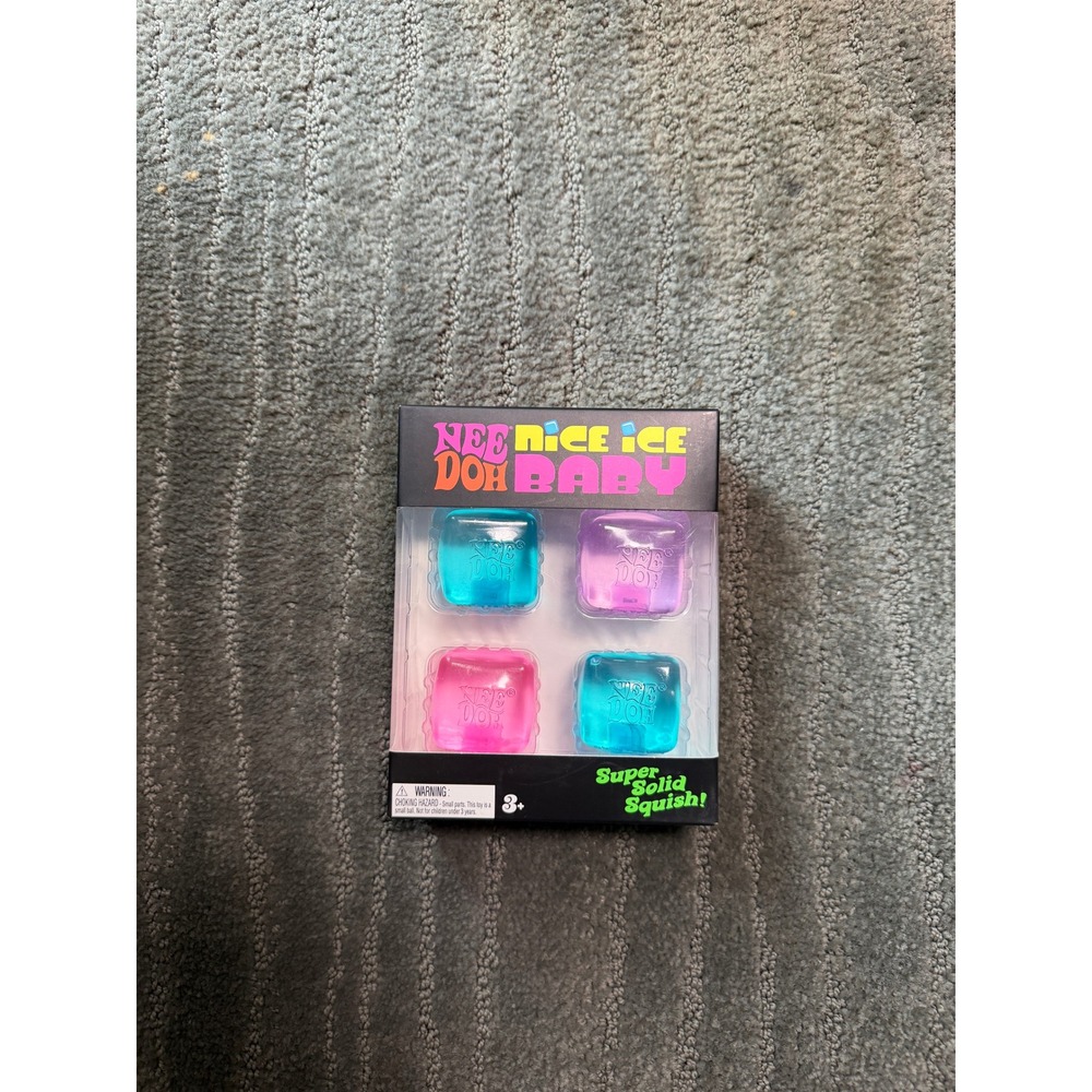 Schylling NeeDoh Nice Ice Baby Fidget Toy 4 Pack Super Solid Squish Sensory Cube